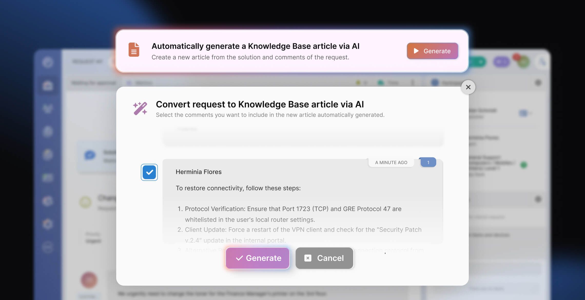 Example of the second layer of AI adoption in ITSM.