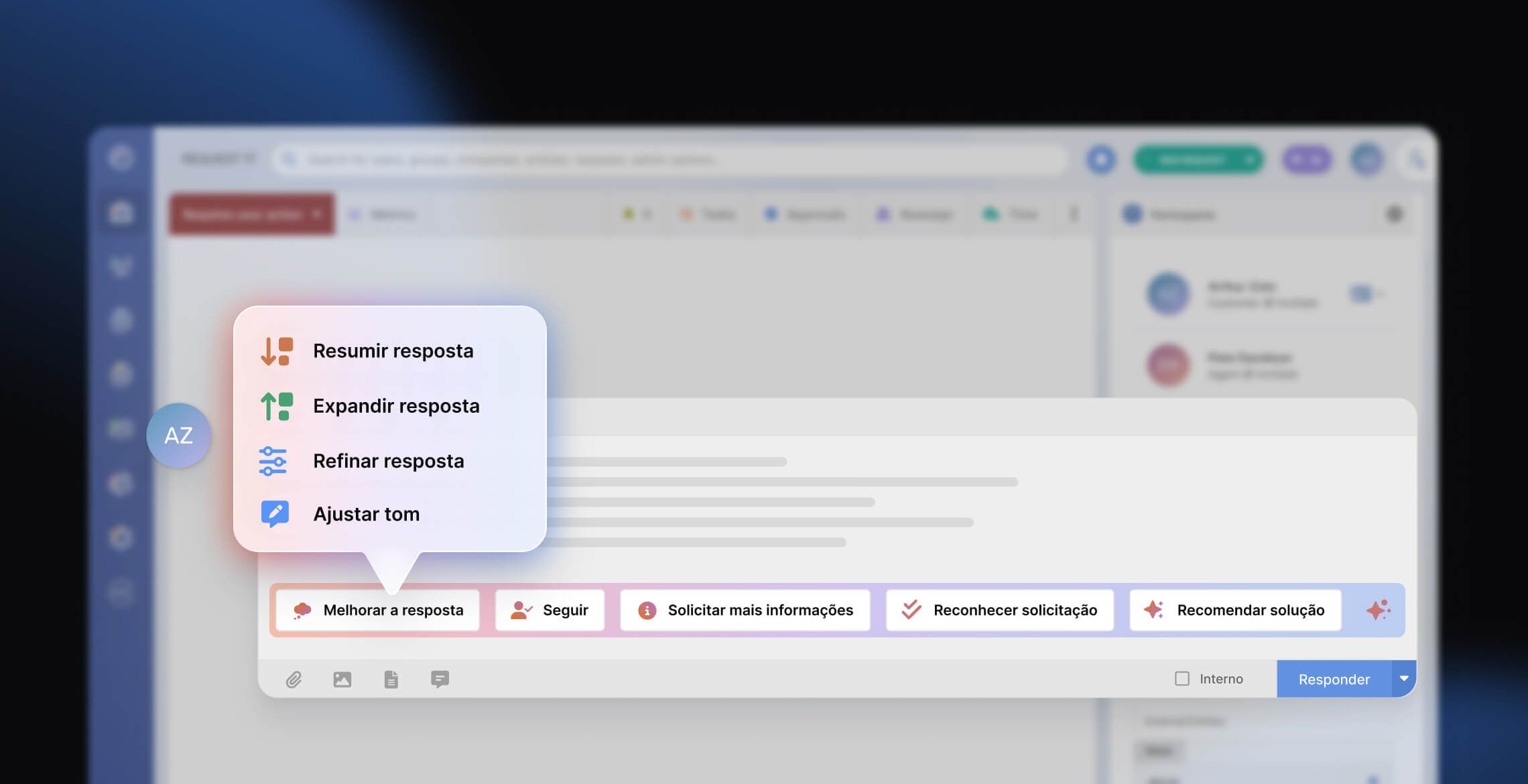 Exemplo da primeira camada de adoção de IA em ITSM.