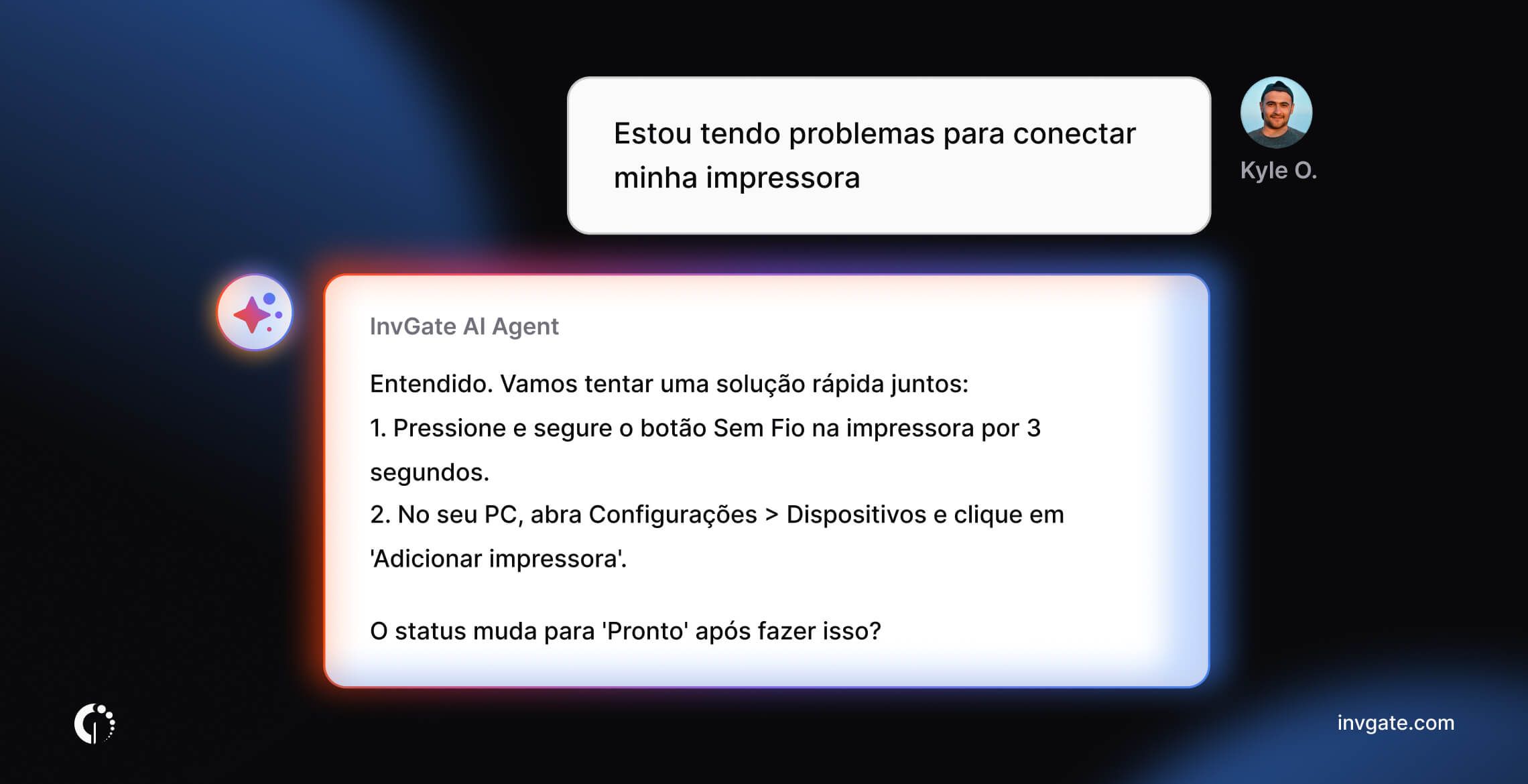 Exemplo da terceira camada de adoção de IA em ITSM.